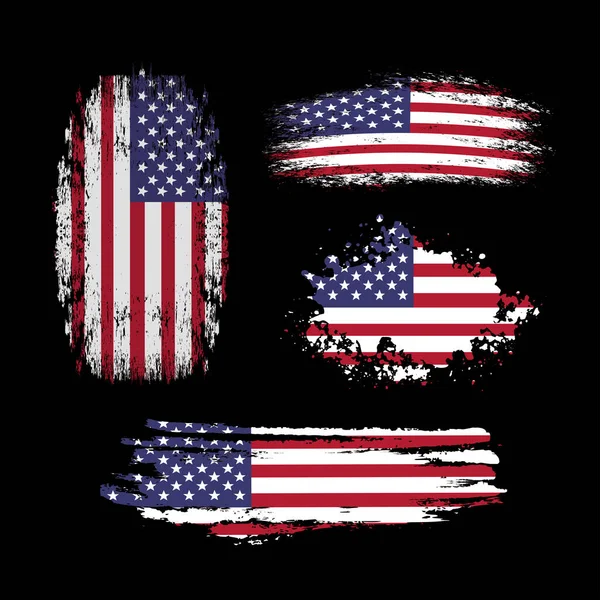 Vector Set American Distress Flags Black Flags Usa — Stock Vector