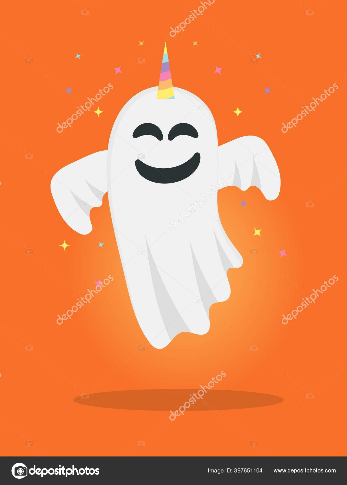 Fantasma bonito e engraçado isolado em fundo branco ilustração de