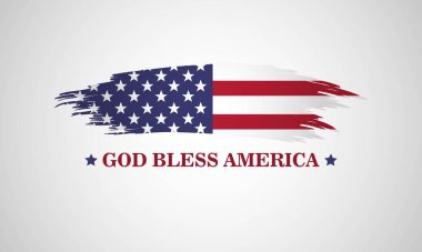 Tanrı Amerika 'yı korusun. Grunge American bayrağıyla vatansever illüstrasyon