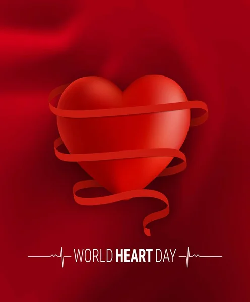 Dia Mundial Coração Ilustração Vetorial Com Coração —  Vetores de Stock