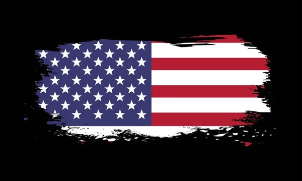 Siyah arka planda ABD 'nin grunge bayrağı. Grunge desenli Amerikan bayrağı