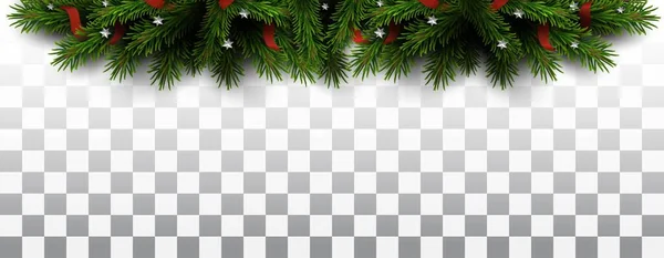 Şeffaf arkaplanda vektör noel ağacı sınırı. Tebrik kartı için Noel tasarım ögesi
