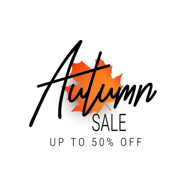 Autumn sale banner. Vector offer illustration. Autumn leaves