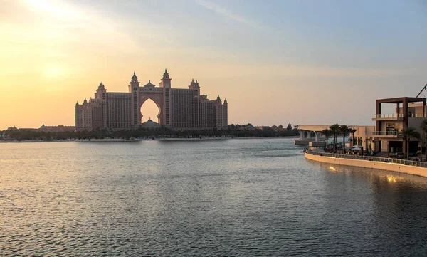 Blick Auf Ein Sterne Hotel Atlantis Bei Sonnenuntergang Dubai Vereinigte — Stockfoto