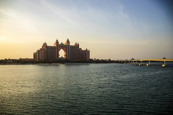 Blick Auf Ein Sterne Hotel Atlantis Bei Sonnenuntergang Dubai Vereinigte — Stockfoto