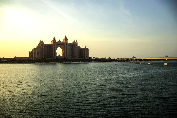 Blick Auf Ein Sterne Hotel Atlantis Bei Sonnenuntergang Dubai Vereinigte — Stockfoto