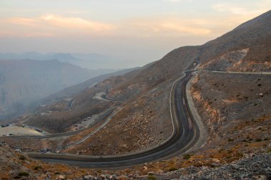 Ras Al Khaimah Emirlik 'in Jebael Jais Dağı' ndan görüntü. Birleşik Arap Emirlikleri, Açık Hava