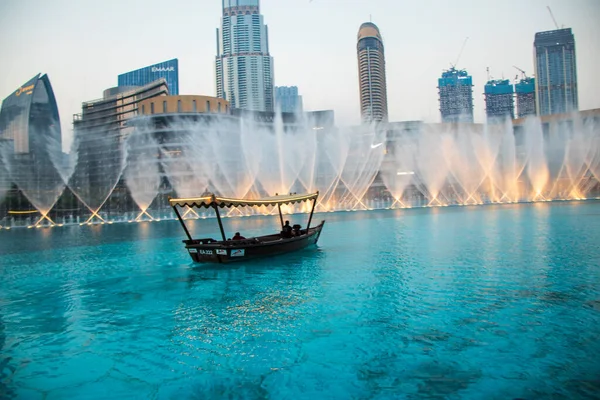 View Construction Downtown Dubai Dubai Opera Dubai Fountain Sunset Outdoors — Stock Photo, Image