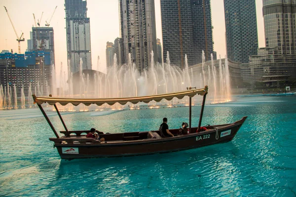 View Construction Downtown Dubai Dubai Opera Dubai Fountain Sunset Outdoors — Stock Photo, Image