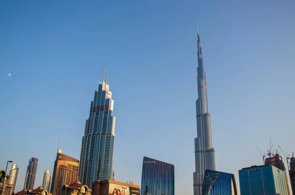 Dubai Financial Center Road Burj Khalifa Edificio Más Alto Del — Foto de Stock