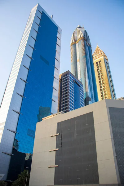 Vista Algunos Rascacielos Largo Carretera Sheikh Zayed Dubai Aire Libre — Foto de Stock