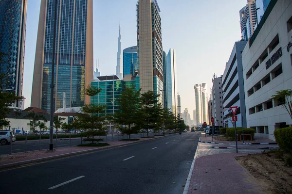 Dubai Financial Center Road Landmarks Burj Khalifa Tallest Building World — Stock Photo, Image