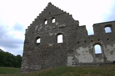 Visingsborg harabeleri - Vattern Gölü 'ndeki Visingso adasındaki en eski İsveç kraliyet kalesi harabeleri 