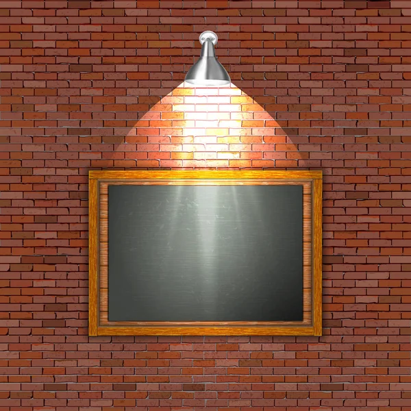 Дошка на цегляній стіні освітлення — стоковий вектор