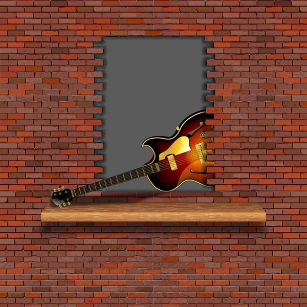 Jazz guitarra elétrica parede de tijolo falha — Vetor de Stock