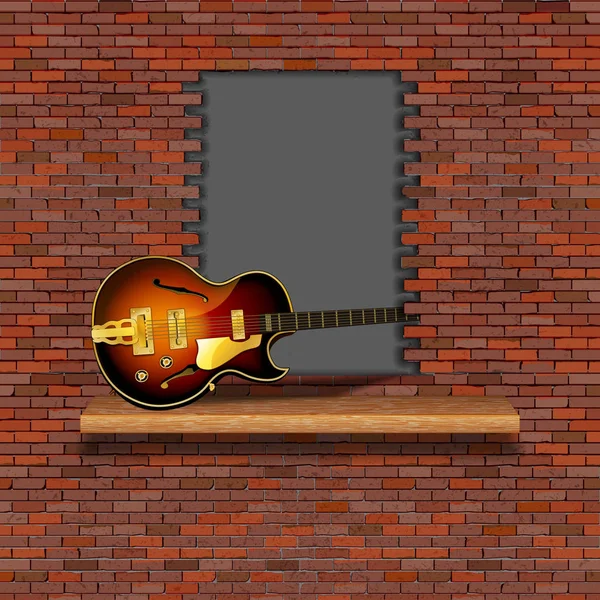 재즈 일렉트릭 기타 실패 벽돌 벽 — 스톡 벡터