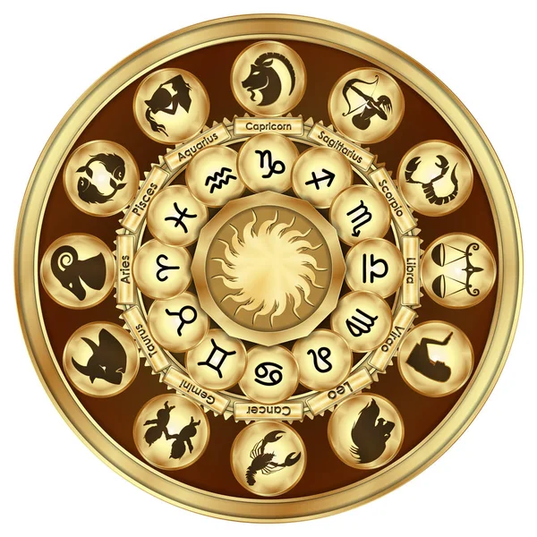 Zodiac signs medallions — Stock Vector