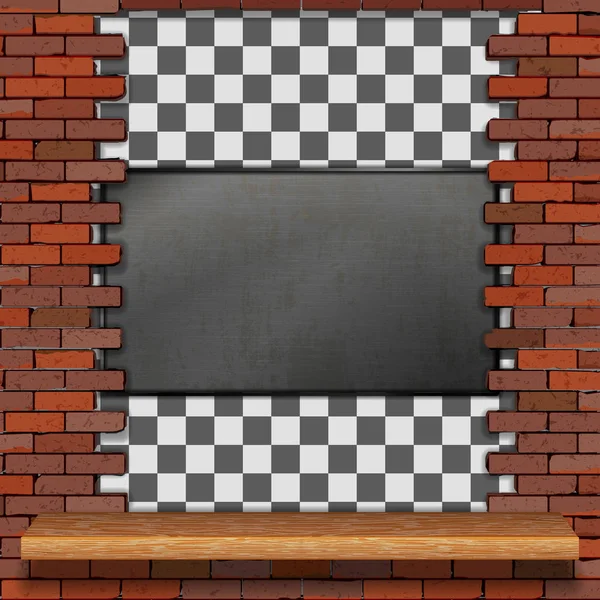 Металева рамка в цегляній стіні — стоковий вектор