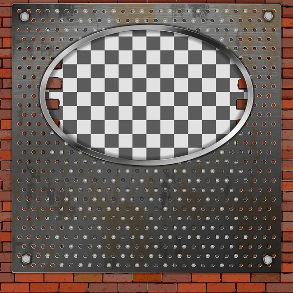 Cadre métallique dans un mur de briques — Image vectorielle