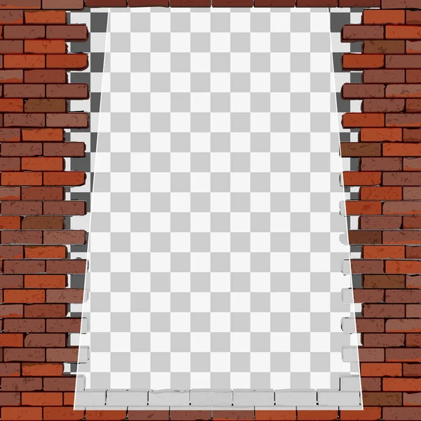 Marco transparente en la pared de ladrillo — Vector de stock