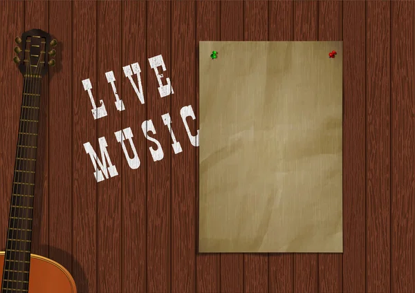 Fondo musical con tablones de madera — Vector de stock