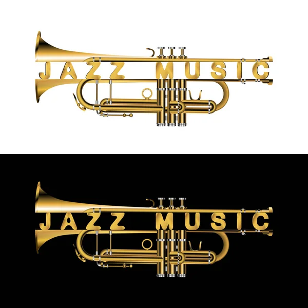 A vágott egy felirat a jazz zenével trombita. — Stock Vector