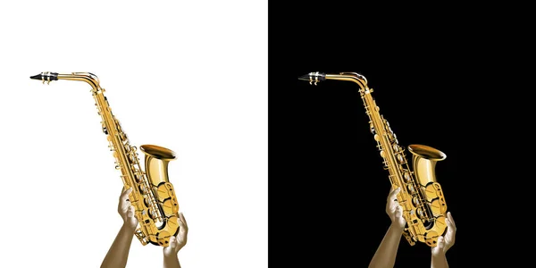 Saxophone à la main — Image vectorielle