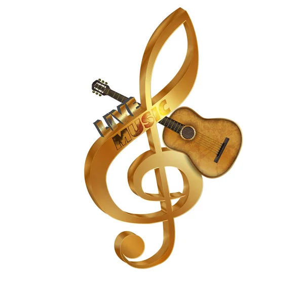 Chiave di violino chitarra acustica — Vettoriale Stock