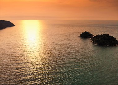 Aerial view of beautiful sunset in pangkor island, malaysia clipart