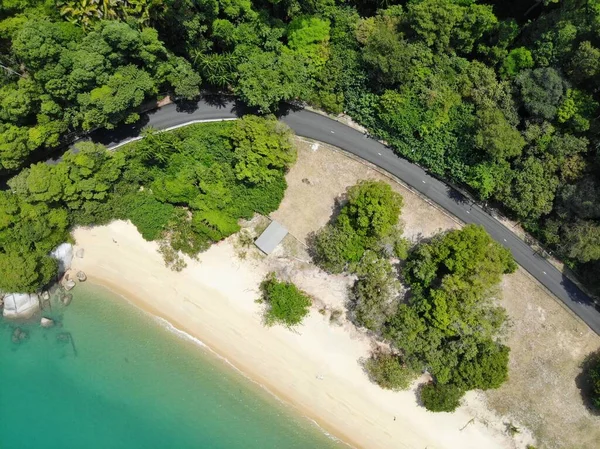 Letecký Pohled Krásnou Pláž Ostrově Pangkor Malajsie — Stock fotografie