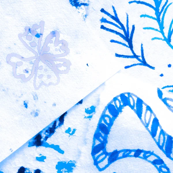 Blå Batik konst. Väderfrost lapptäcke. — Stockfoto