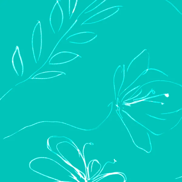 Вінтажна рука намальована квітка. Зелений монетний двір Простий — стокове фото