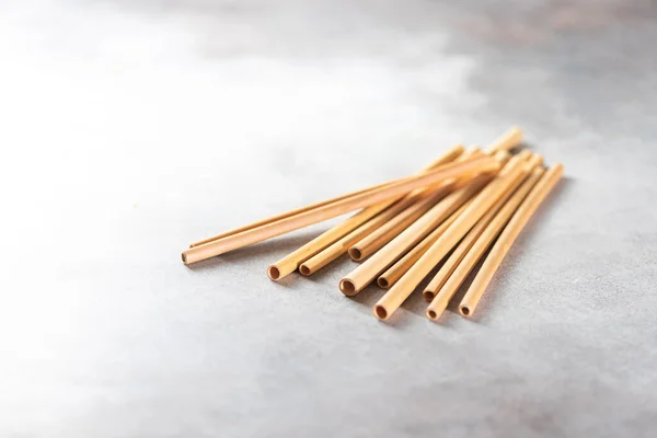 Bamboo drinking straws with Zero - waste. Ecological concept. Concept zero waste. Selective focus, copy space