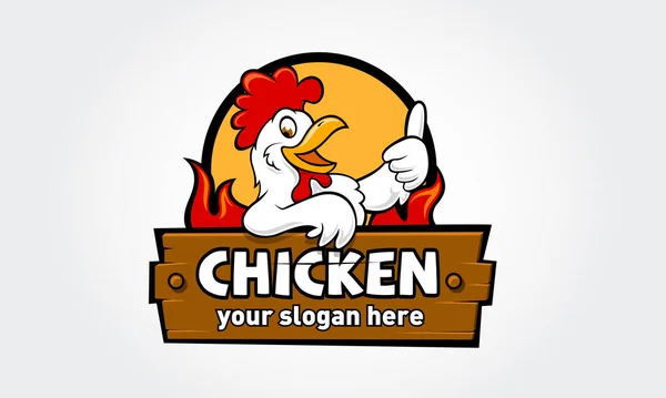 Logo Poulet Personnage Bande Dessinée Drôle Poulet Cartoon Rooster Qui — Image vectorielle
