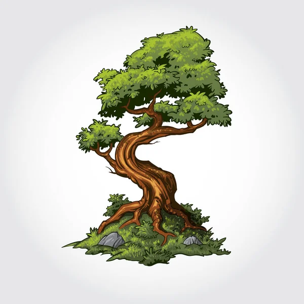 Illustration Dessin Animé Vectoriel Arbre Arbre Vert Concept Eco Nature — Image vectorielle