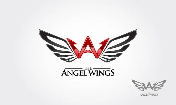 Melek Kanatları Vektör Logosu Çizimi. Bir harf logosu tasarım şablonu. Melek kanadı alışılmadık harf. Uygulamanız veya şirketiniz için vektör tasarım şablonu ögeleri.