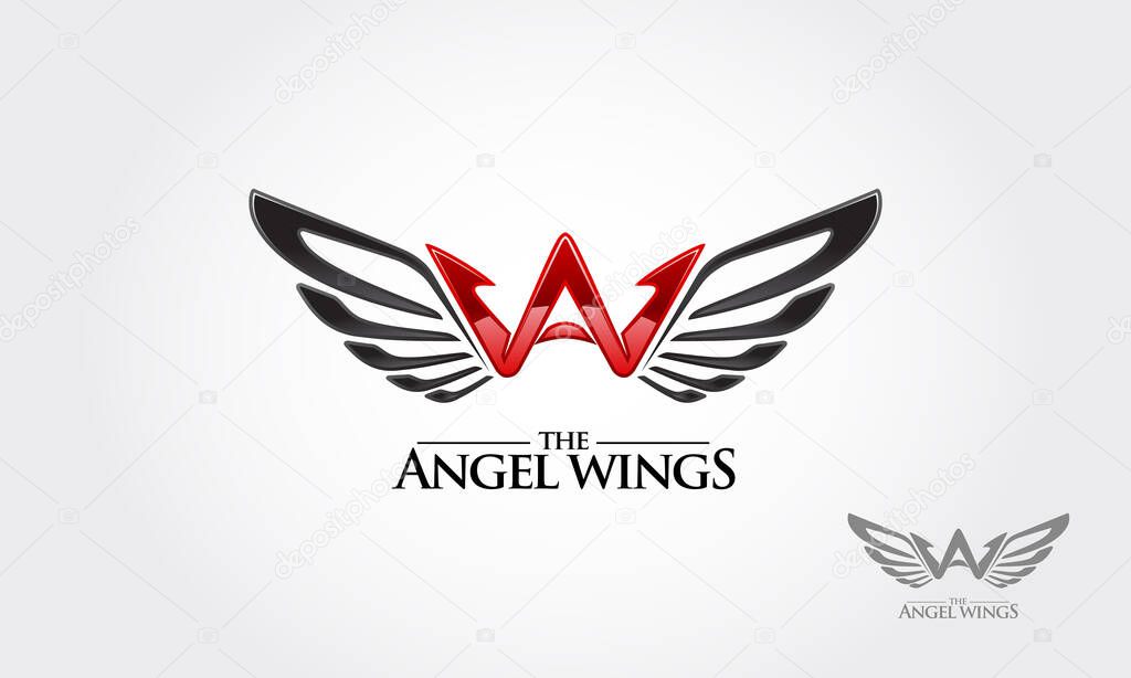 The Angel Wings Vector Logo Illustration. A letter logo design template. Angel wing vector unusual letter. Vector design template elements for your application or company.