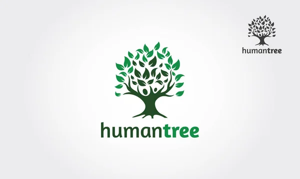 Πρότυπο Human Tree Vector Logo Ανθρώπινο Δέντρο Απομονωμένο Λευκό Φόντο — Διανυσματικό Αρχείο