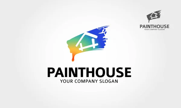 Paint House Vector Logo Template Inglés Diseño Del Logotipo Casa — Vector de stock