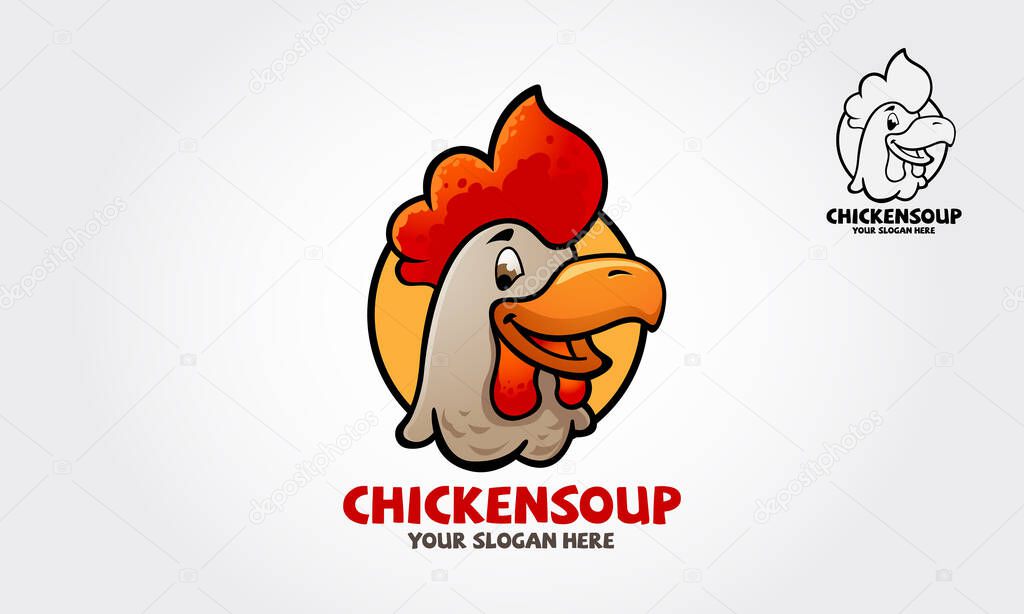 Chicken Soup Vector Logo Illustration.  Chicken head logo template.