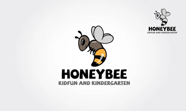 Honey Bee Kidfun Kindergarten Vector Logo Plantilla Ilustración Logotipo Aislado — Vector de stock