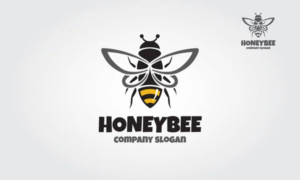 Honey Bee Vector Logo Sjabloon Decoratieve Bijenteken Honingbij Logo Sjabloon — Stockvector