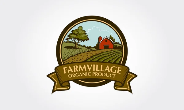 Farm Village Vector Template Modelo Logotipo Para Empresas Nomes Produtos —  Vetores de Stock