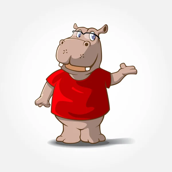 Hippopotamus Maskot Tecknad Figur Detta Hippo Cartoon Djur Med Röd — Stock vektor