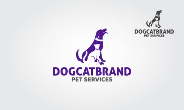 Köpek Cat Brand Vector Logo Şablonu. Hayvan hizmetleri, veteriner kliniği, hayvan oteli, hayvan dükkanı, hayvancılıkla ilgili diğer siteler, ürünler, kar amacı gütmeyen kuruluşlar veya birçok proje için kullanılabilir..