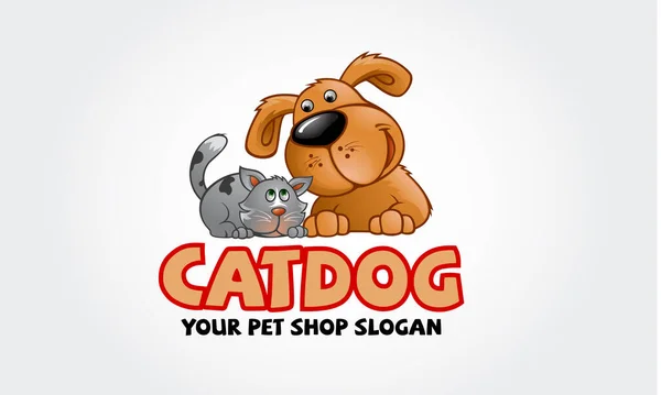 Caráter Dos Desenhos Animados Logotipo Cão Gato Modelo Design Logotipo —  Vetores de Stock