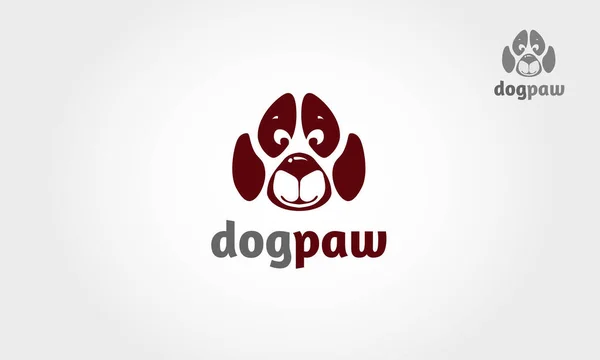 Köpek Pençesi Vektör Logo Şablonu. Bu logo fikri köpek suratlı ve pençeli arasında birleşmeye çalışıyor. Eğlenceli, yaratıcı ve ilginç bir logo, evcil hayvan dükkanı, hayvan hastanesi ya da veteriner için iyi..