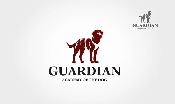 ガーディアンアカデミー犬ベクトルロゴテンプレート 白い背景に犬のベクトルシルエット — ストックベクタ