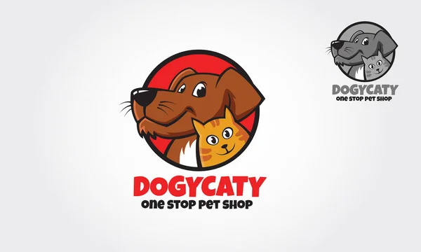 Postać Kreskówki Dogycaty Logo Szablon Logo Wykonane Zwierzętach Lub Zwierząt — Wektor stockowy