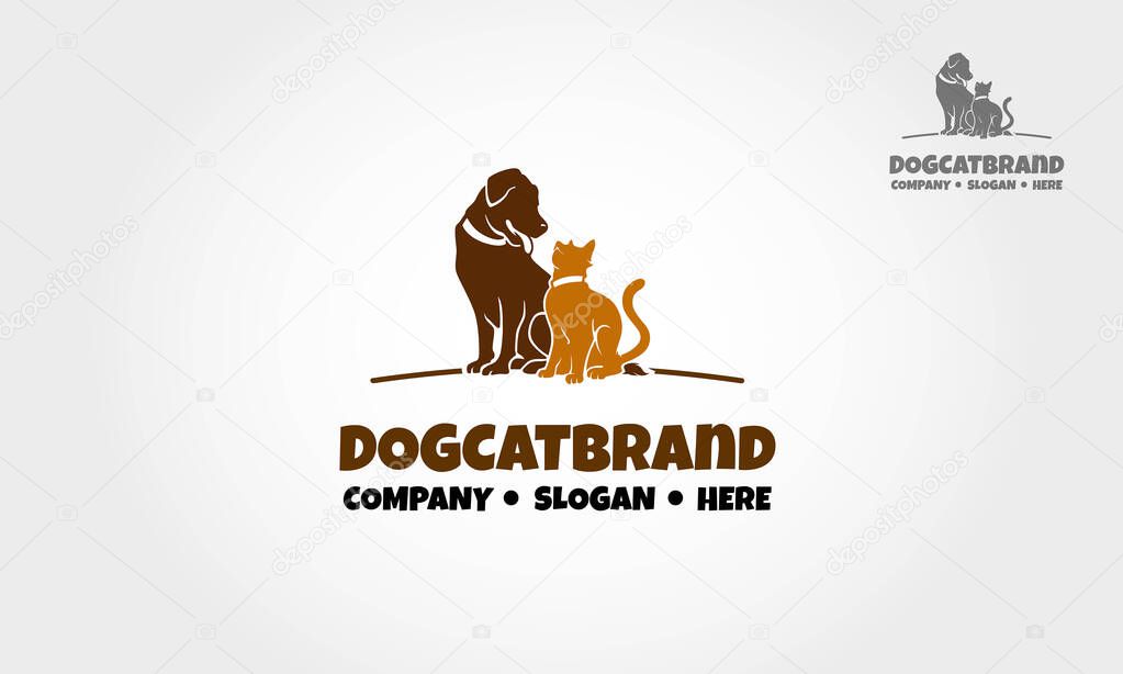 DogCat Brand Vector Logo. Stylish, modern, nice and clear logo design can be used for many kind of project, business, community, pet shop, etc.